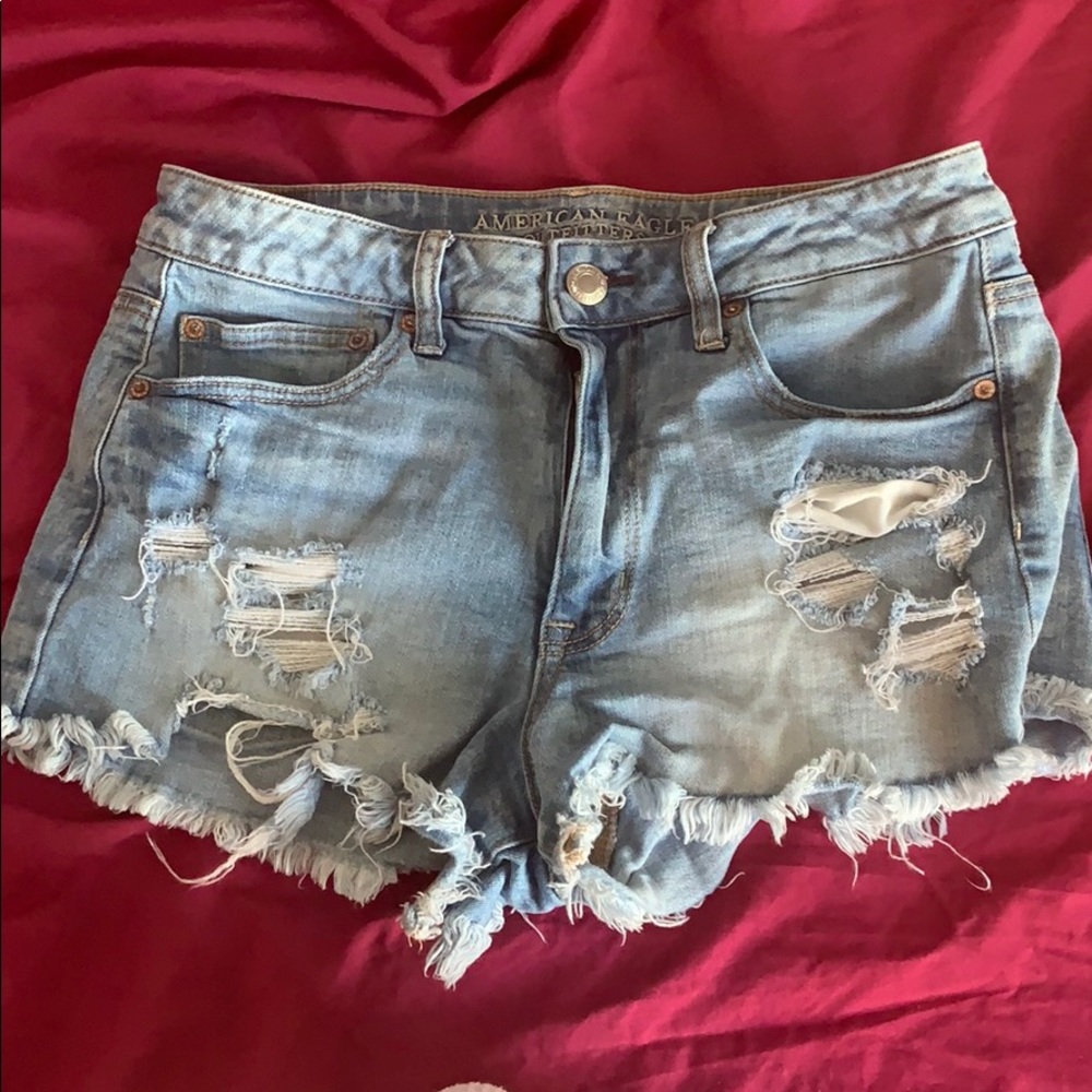 High rise stretch jean shorts